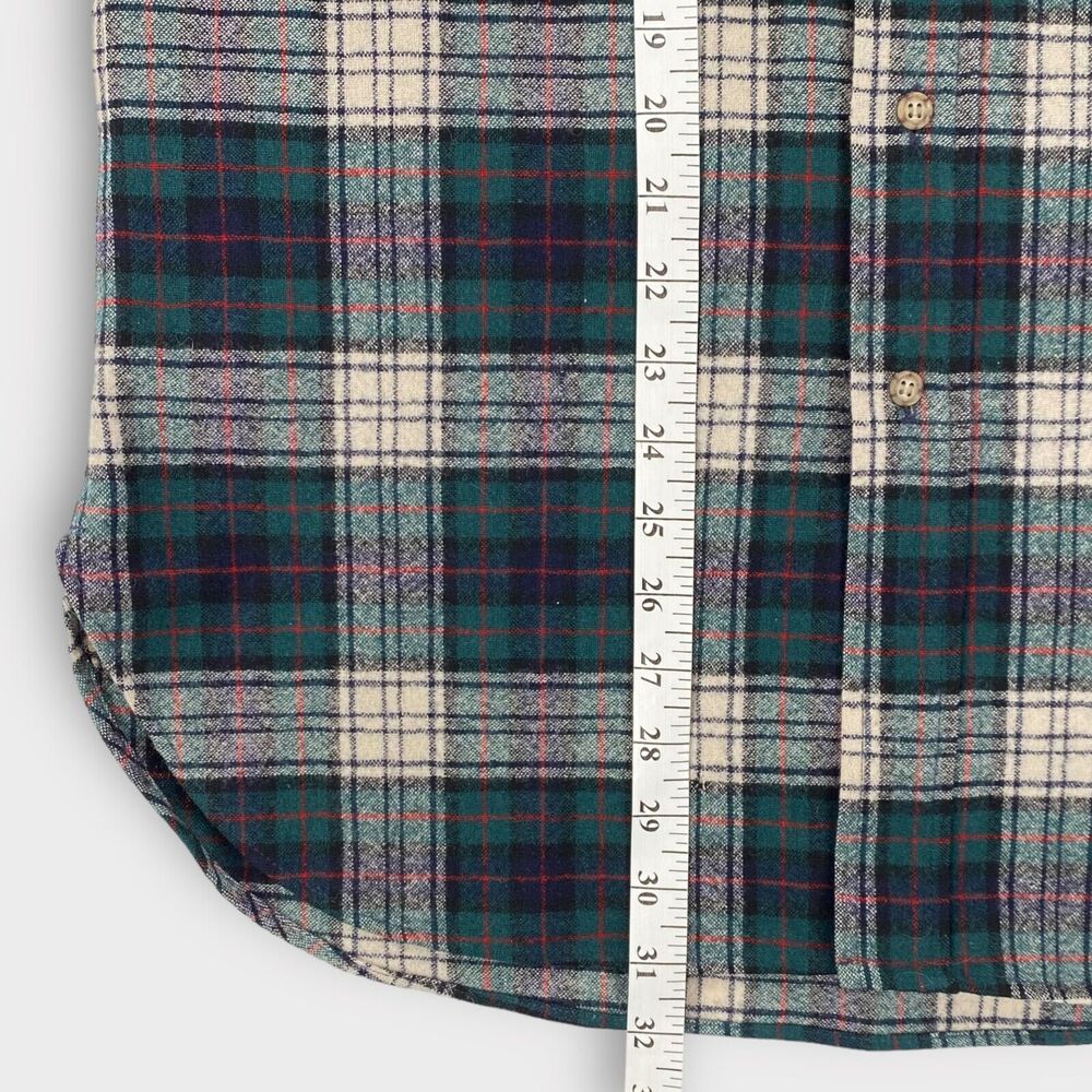 VINTAGE Pendleton Board Shirt Mens Medium Green Plaid Blackwatch Wool USA Made - Picture 9 of 11